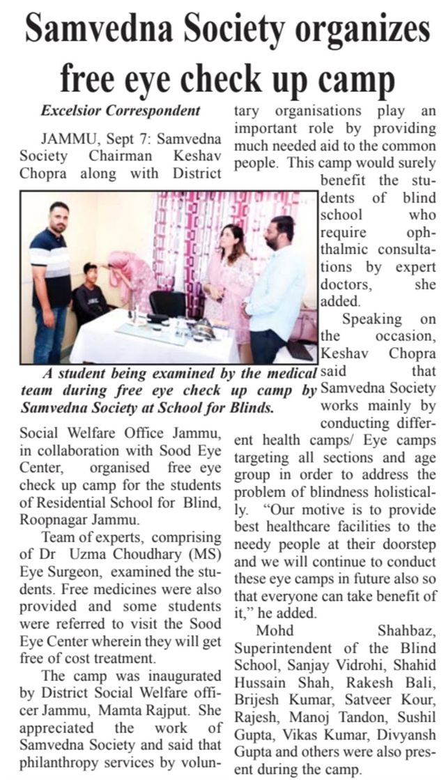 Awards & Appreciations - Free Eye Check-Up camp