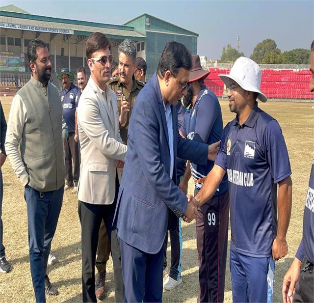 DIG JKS Range Shri Shiv Kumar Sharma IPS Launching the jersey of the Tournament.