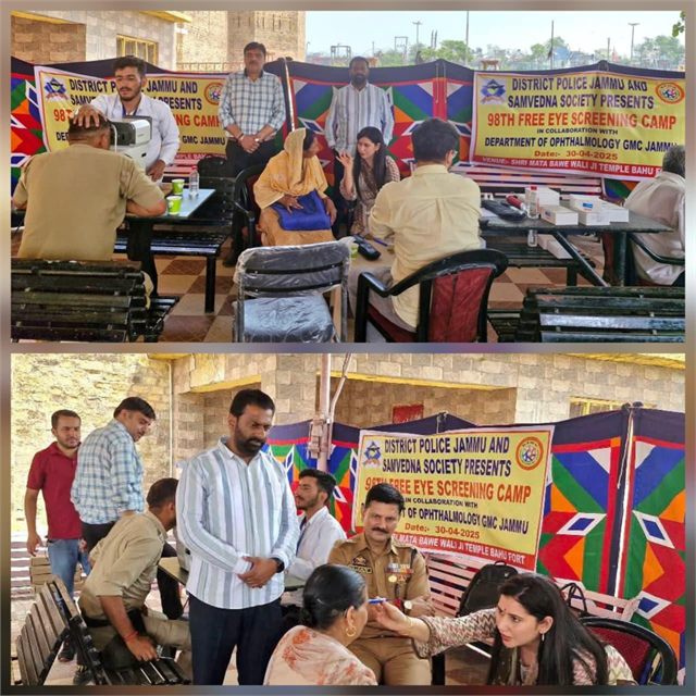 Organised 98th Free Eye Check Up Camp for the Devotees, Pujaris & Sewadars of Mata Bawe Wali Temple Bahu Fort, The Camp was inaugurated by sp South Shri Ajay Sharma JKPS Dated: ;- 30-4-2025