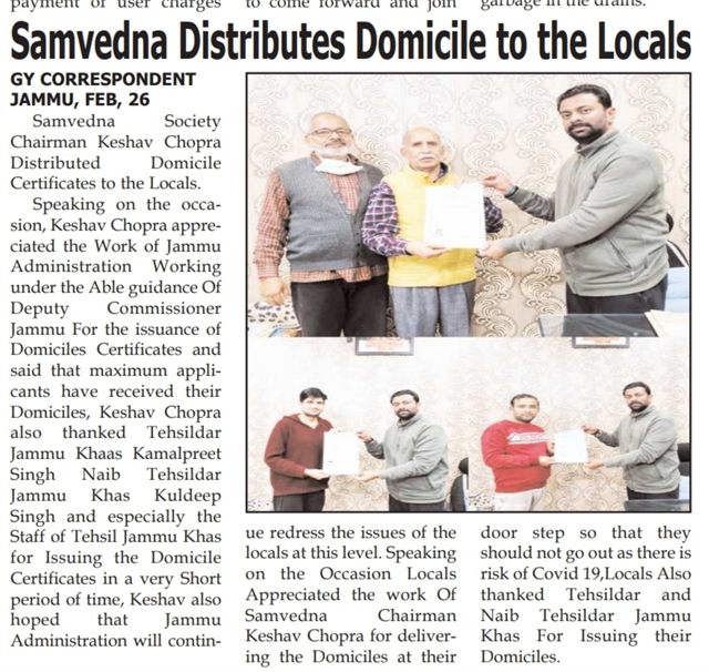 Provided Domiciles to the People