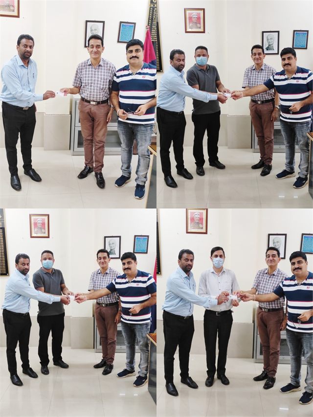 Senior Superintendent of Police Jammu Chandan Kohli IPS distributing Ayushman Bharat Cards to the Police Personnel's Prepared by Samvedna Society